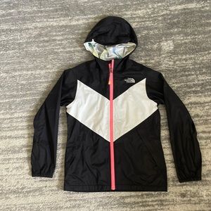 North Face Girls Anura Rain Tri-Climate Rain Jacket - Black, White, Pink